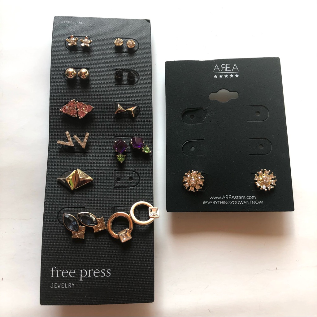 Free Press And Area Stud Earrings Lot